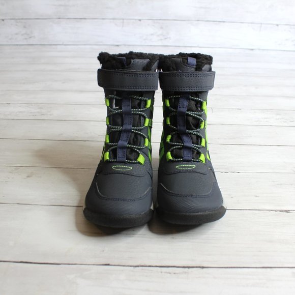 Merrell Boys Winter Snow Boots Toddler Size 9 Navy Black Gray Lime Green - Picture 5 of 7